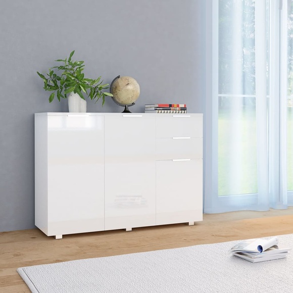 Sideboard Hochglanz-Weiss 107 x 35 x 76 cm