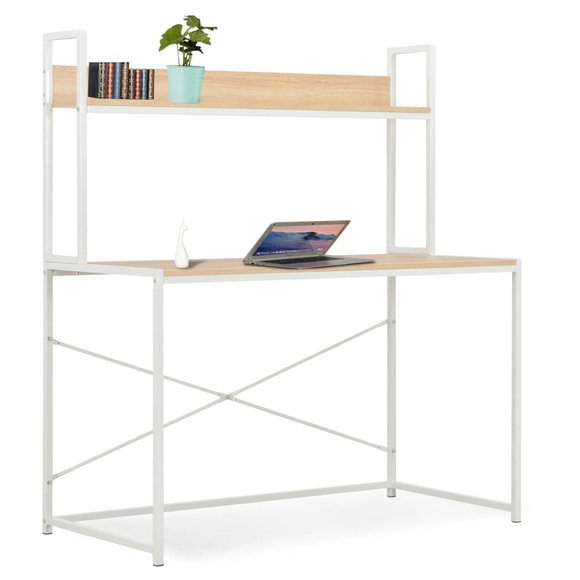 vidaXL Computertisch Weiß und Eiche 120×60×138 cm