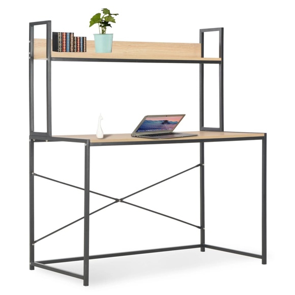 vidaXL Computertisch Schwarz und Eiche 120×60×138 cm