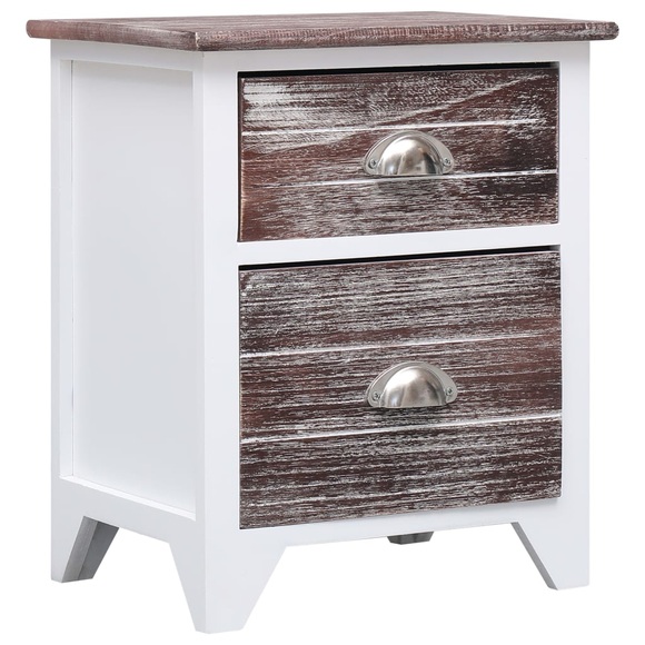 Nachttisch Braun und Weiss 38 x 28 x 45 cm Paulownia Holz