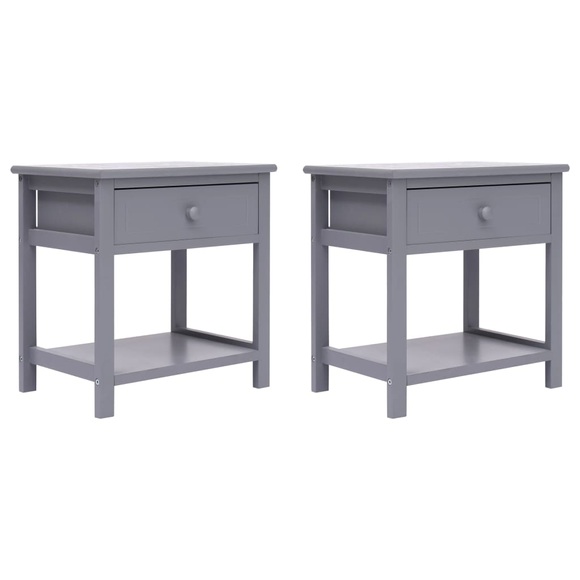 Nachttische 2 Stk. Grau 40x29x42 cm Paulownia Holz