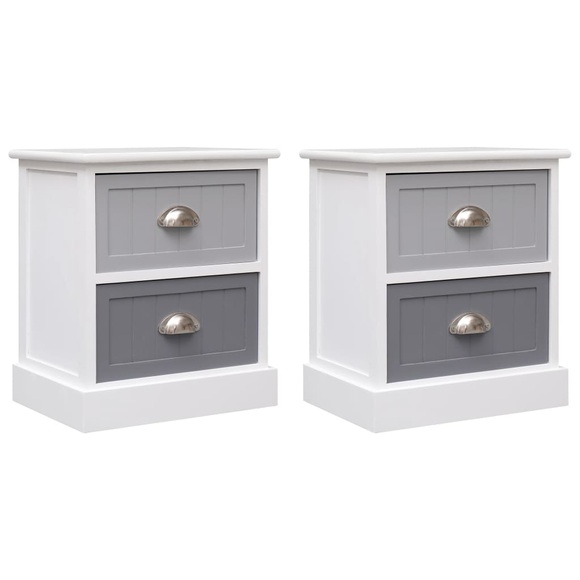 vidaXL Nachttische 2 Stk. Grau 38×28×45 cm Paulownia-Holz
