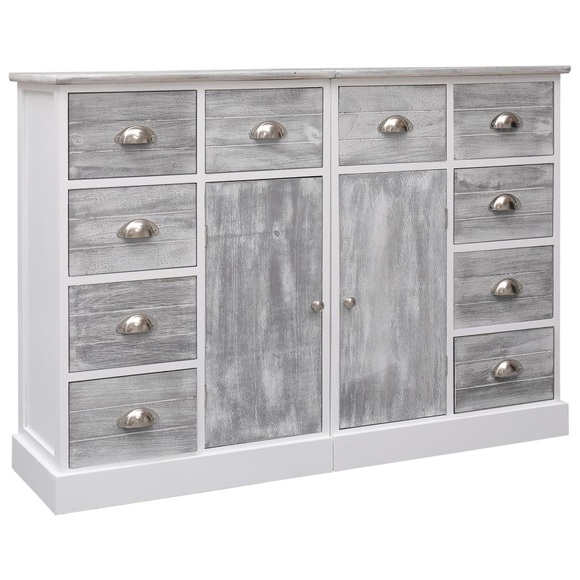 vidaXL Sideboard mit 10 Schubladen Grau 113×30×79 cm Holz