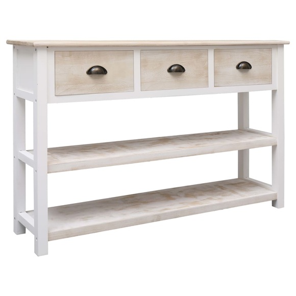 vidaXL Sideboard Natur und Weiß 115x30x76 cm Holz