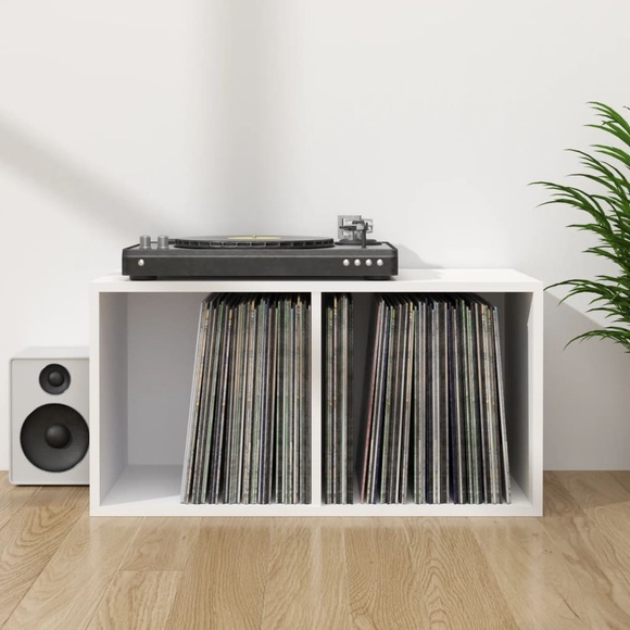 vidaXL Schallplatten-Aufbewahrungsbox Weiß 71×34×36 cm Spanplatte