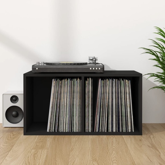 vidaXL Schallplatten-Aufbewahrungsbox Schwarz 71×34×36 cm Spanplatte