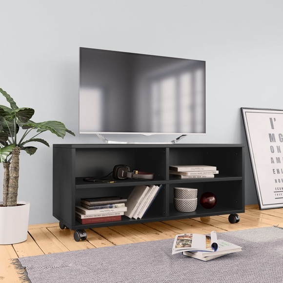 vidaXL TV-Schrank mit Rollen Schwarz 90×35×35 cm Spanplatte