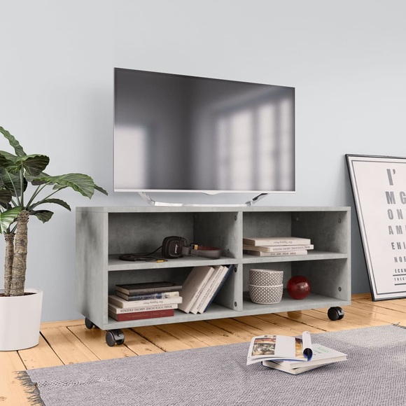 vidaXL TV-Schrank mit Rollen Betongrau 90×35×35 cm Spanplatte