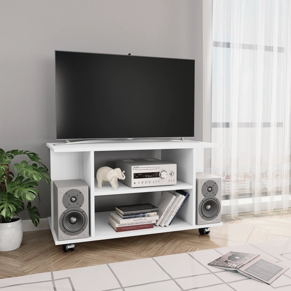 vidaXL TV-Schrank mit Rollen Weiß 80×40×40 cm Spanplatte