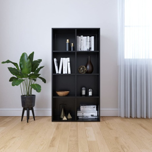 vidaXL Bücherregal/Sideboard Schwarz 66×30×130 cm Spanplatte