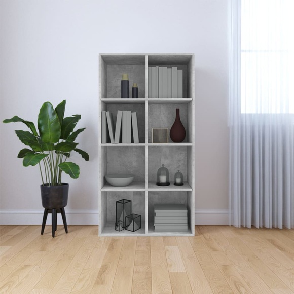 vidaXL Bücherregal/Sideboard Betongrau 66×30×130 cm Spanplatte