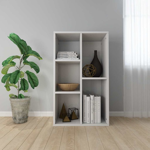 vidaXL Bücherregal/Sideboard Hochglanz-Weiß 50x25x80 cm Spanplatte