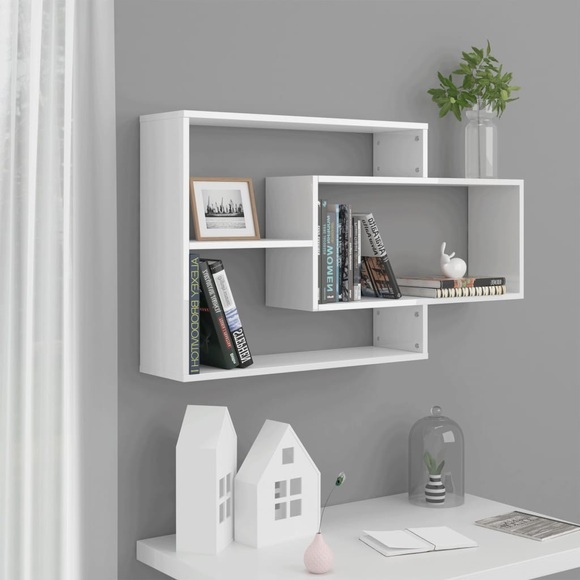 vidaXL Wandregale Hochglanz-Weiß 104x20x58,5 cm Spanplatte