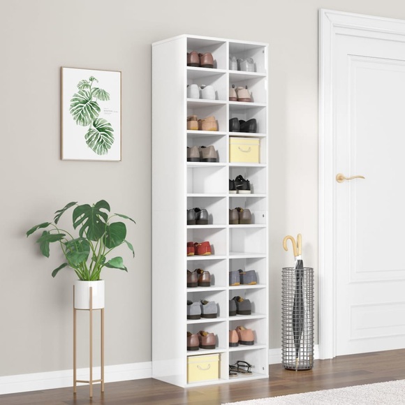 vidaXL Schuhschrank Hochglanz-Weiß 54×34×183 cm Spanplatte