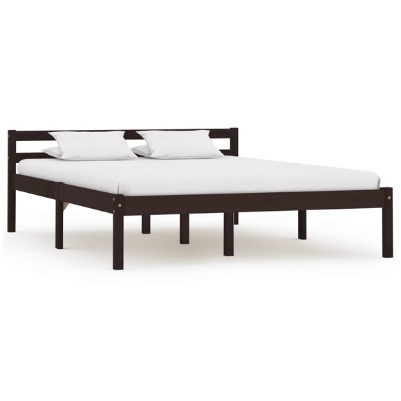 vidaXL Bettgestell Dunkelbraun Massivholz Kiefer 140×200 cm