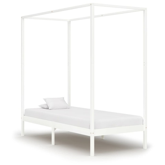 Himmelbett-Gestell Weiss Massivholz Kiefer 90 x 200 cm