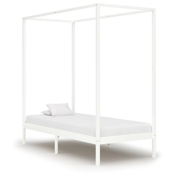 Himmelbett-Gestell Weiss Massivholz Kiefer 100 x 200 cm