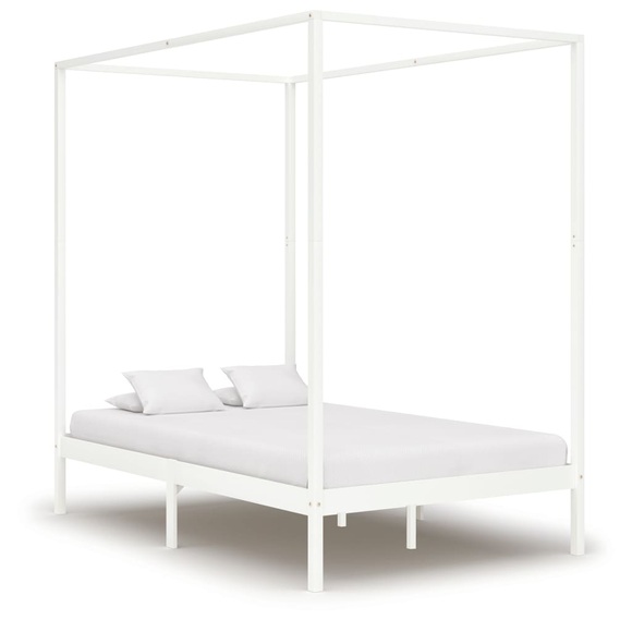 Himmelbett-Gestell Weiss Massivholz Kiefer 120 x 200 cm