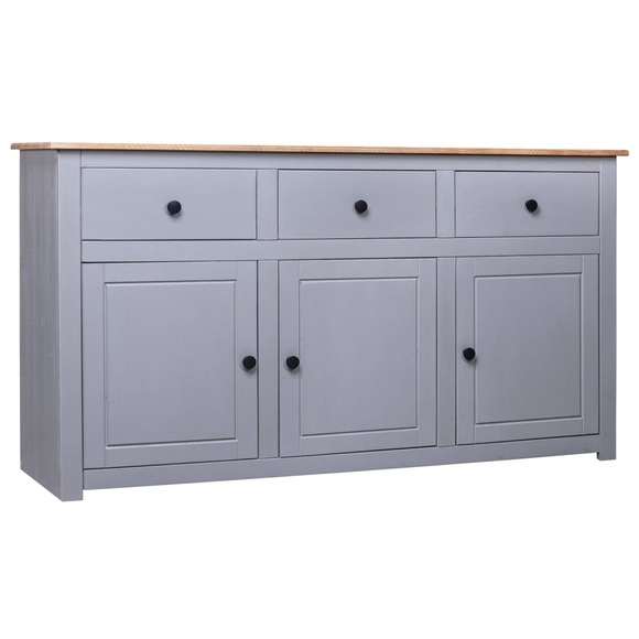 Sideboard Grau 135 x 40 x 80 cm Massivholz Panama-Kiefer