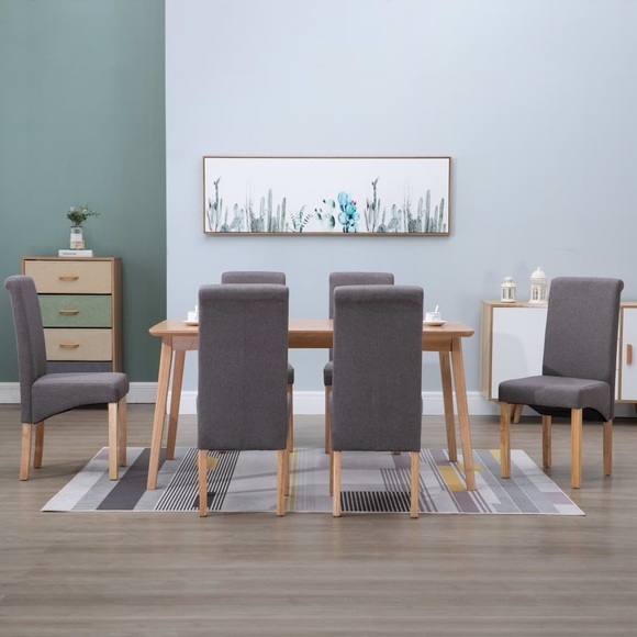 vidaXL Esszimmerstühle 6 Stk. Taupe Stoff
