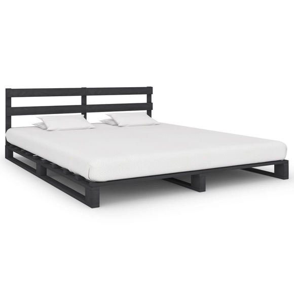 vidaXL Palettenbett Grau Massivholz Kiefer 160×200 cm