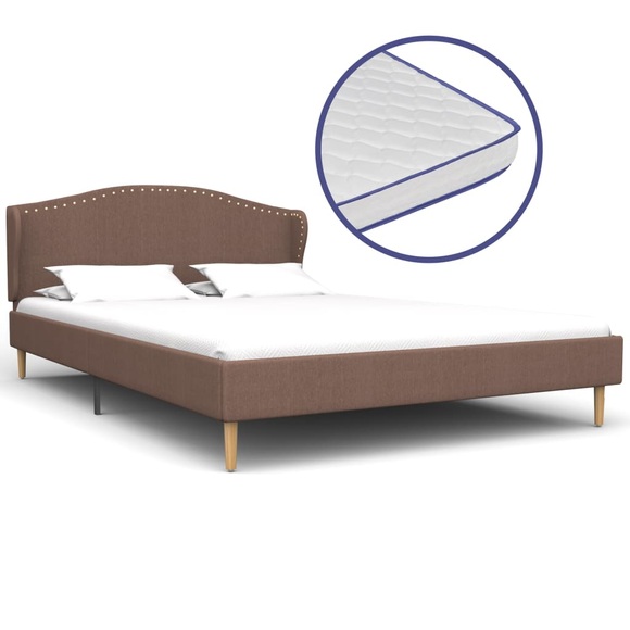 vidaXL Bett mit Memory-Schaum-Matratze Braun Stoff 140×200 cm
