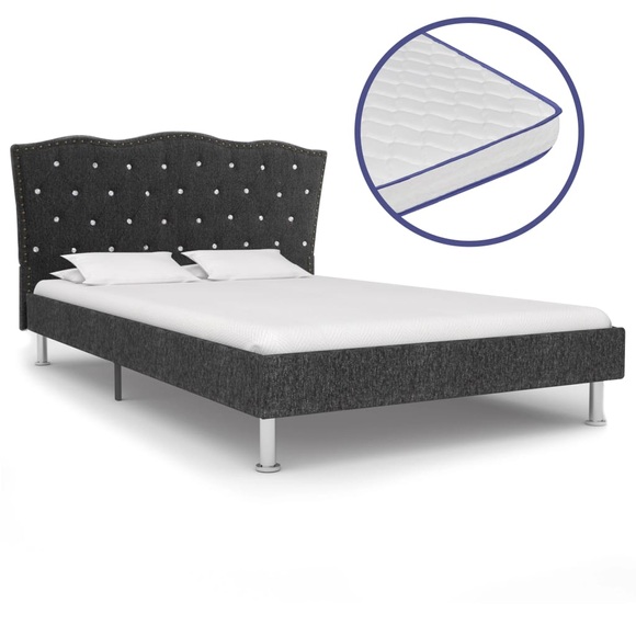 vidaXL Bett mit Memory-Schaum-Matratze Dunkelgrau Stoff 140×200 cm