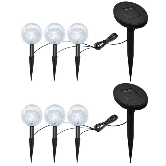 Gartenleuchten 6 Stk. LED mit Erdspiessen & Solarmodulen