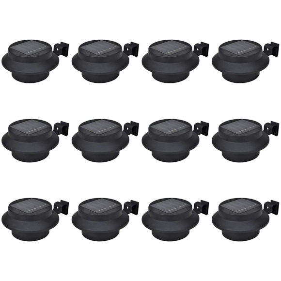Aussenlampe Solar Zaunlichter 12 Stk. LED Schwarz