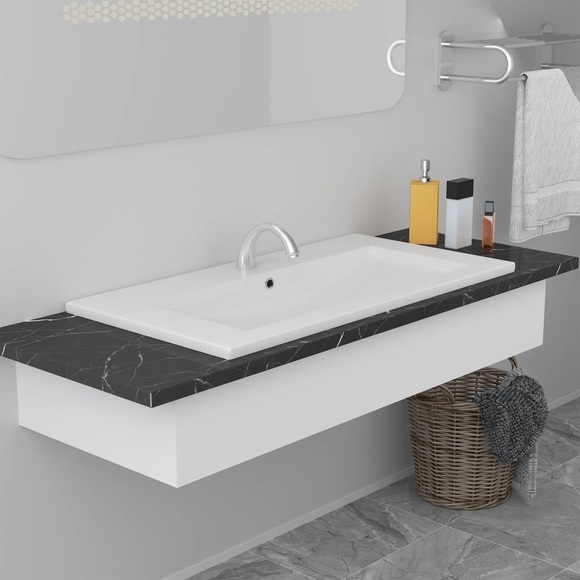 Einbauwaschbecken 81x39,5x18,5 cm Keramik Weiss
