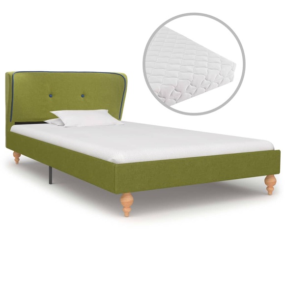 vidaXL Bett mit Matratze Grün Stoff 90 x 200 cm