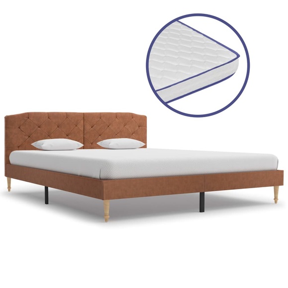 vidaXL Bett mit Memory-Schaum-Matratze Braun Stoff 160×200 cm