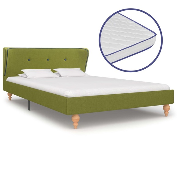 vidaXL Bett mit Memory-Schaum-Matratze Grün Stoff 120×200 cm