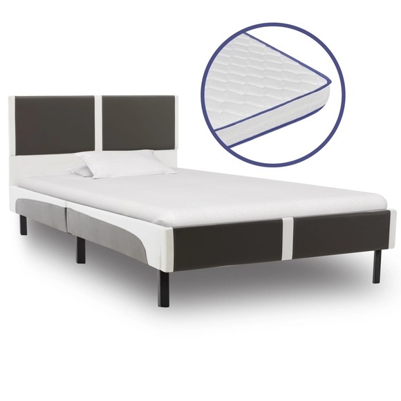 vidaXL Bett mit Memory-Schaum-Matratze Kunstleder 90×200cm