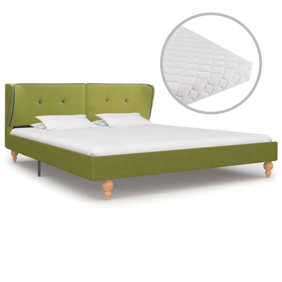 vidaXL Bett mit Matratze Grün Stoff 180 x 200 cm