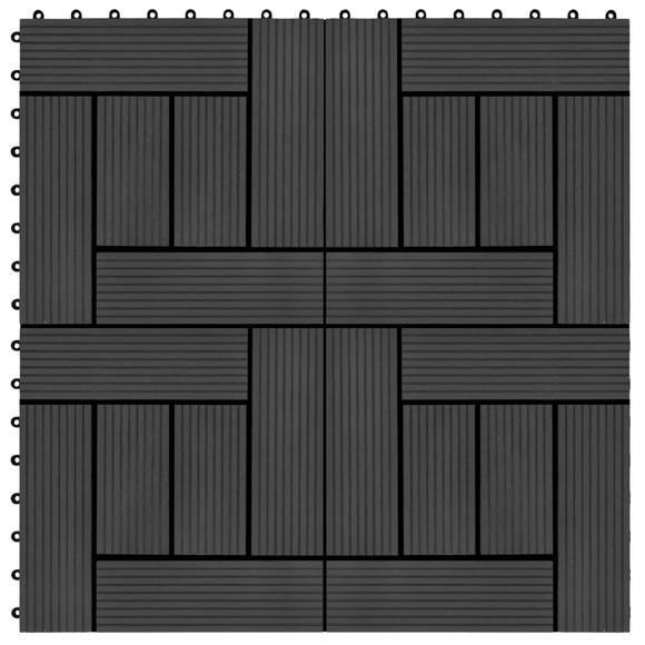 22 Stk. Terrassenfliesen 30 x 30 cm 2 qm WPC Schwarz