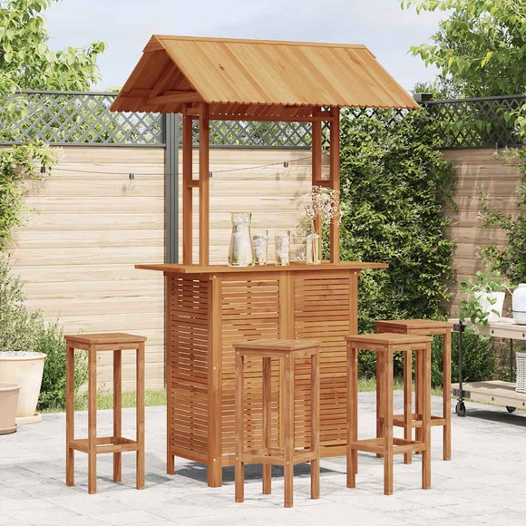 vidaXL Outdoor-Bartisch mit Dach 122×106×217 cm Akazie Massivholz