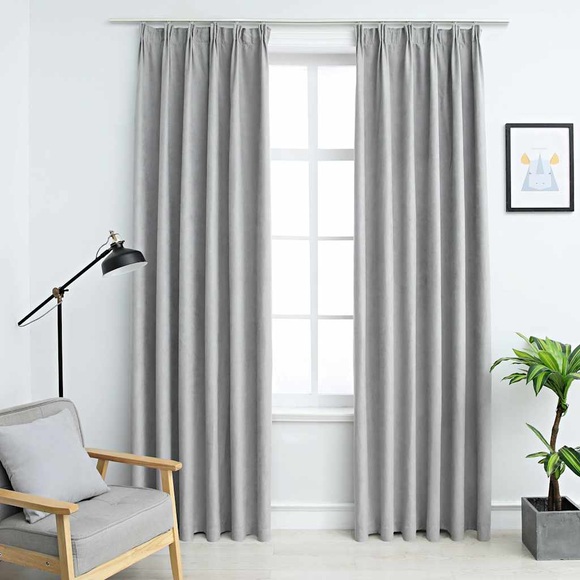 vidaXL Verdunkelungsvorhänge mit Haken 2 Stk. Grau 140x245cm