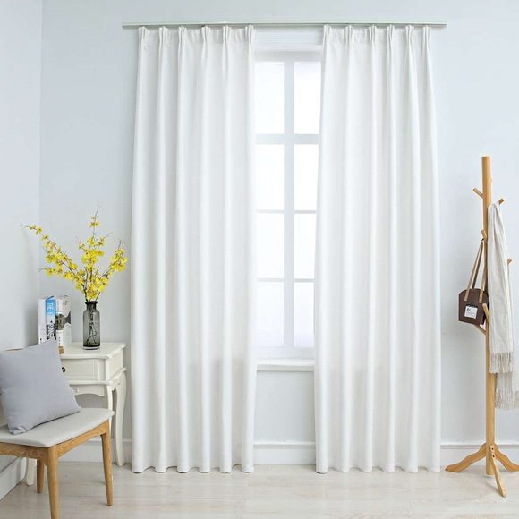 vidaXL Verdunkelungsvorhänge mit Haken 2 Stk. Grauweiß 140x225cm