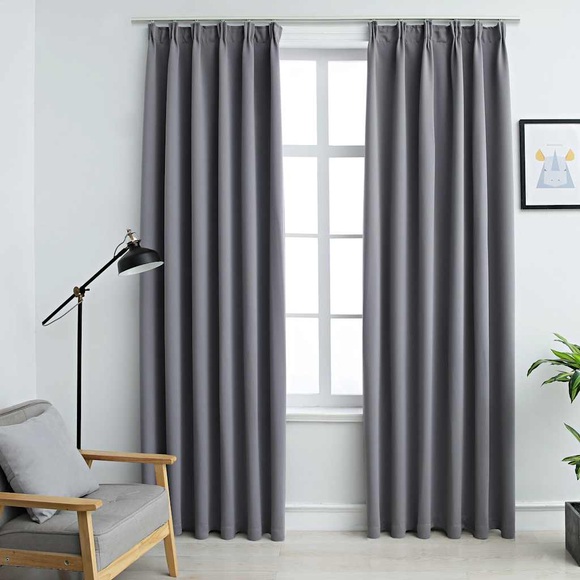 vidaXL Verdunkelungsvorhänge mit Haken 2 Stk. Grau 140x175cm