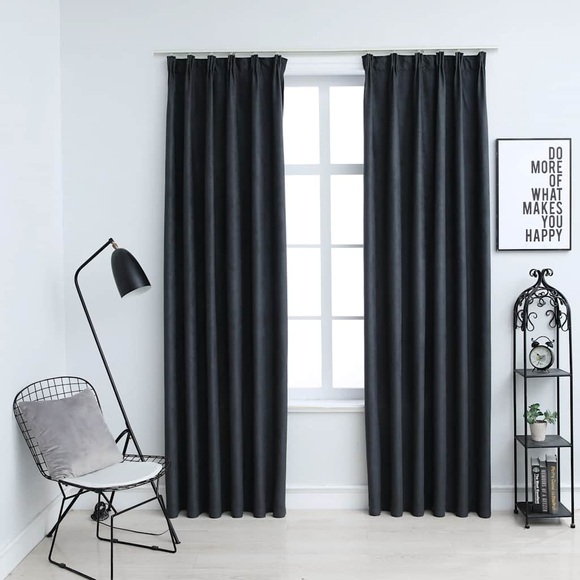 vidaXL Verdunkelungsvorhänge mit Haken 2 Stk. Anthrazit 140x175cm