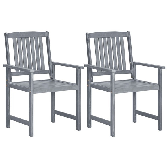vidaXL Gartenstühle 2 Stk. Grau Massivholz Akazie