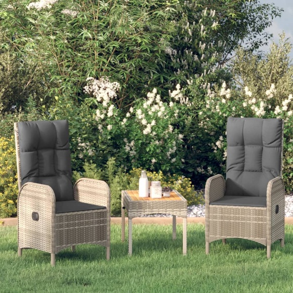 vidaXL Gartenstühle 2 Stk. Poly Rattan Grau