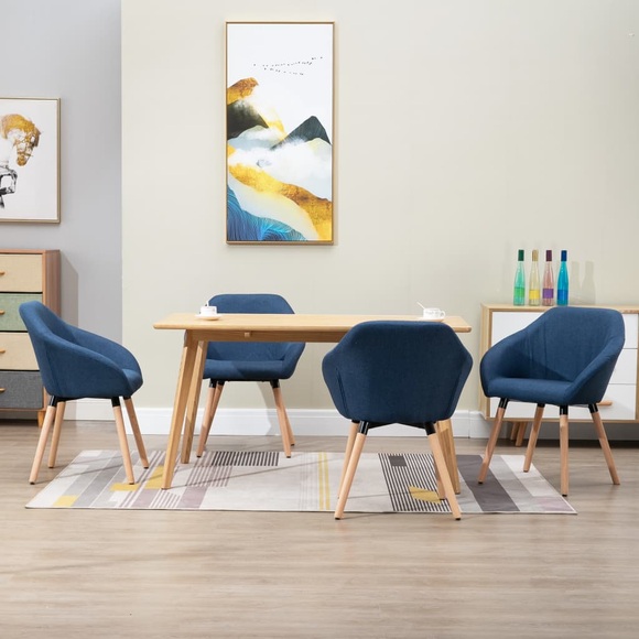 vidaXL Esszimmerstühle 4 Stk. Blau Stoff