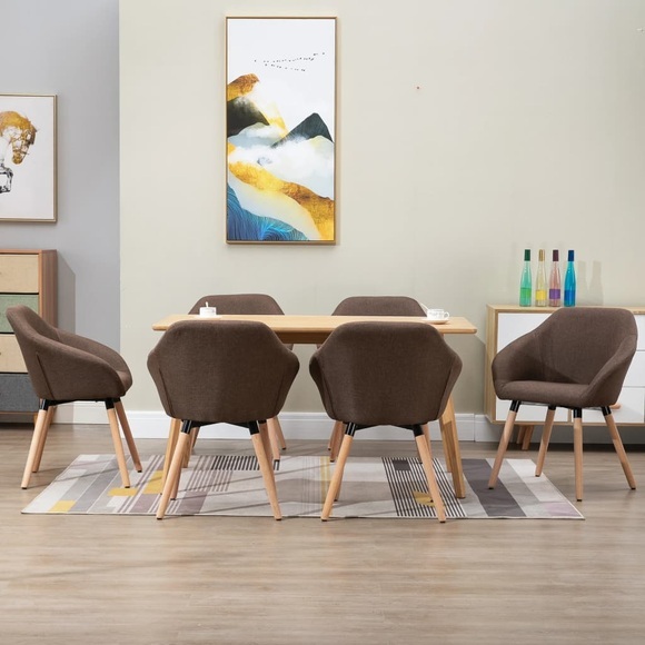 vidaXL Esszimmerstühle 6 Stk. Braun Stoff