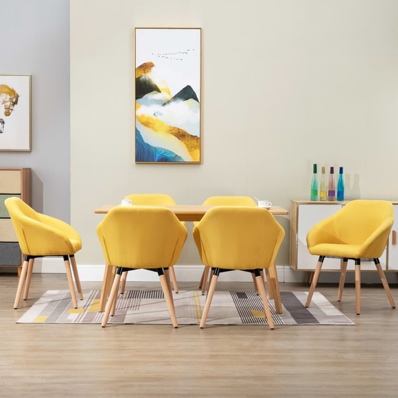 vidaXL Esszimmerstühle 6 Stk. Gelb Stoff