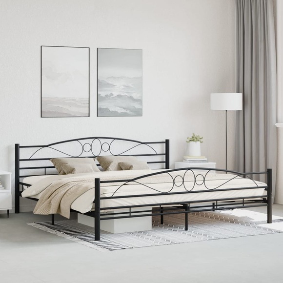 Bettgestell Schwarz Stahl 200x200 cm