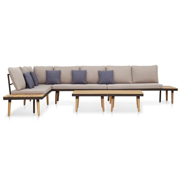 5-tlg. Garten-Lounge-Set mit Auflagen Massivholz Akazie Braun