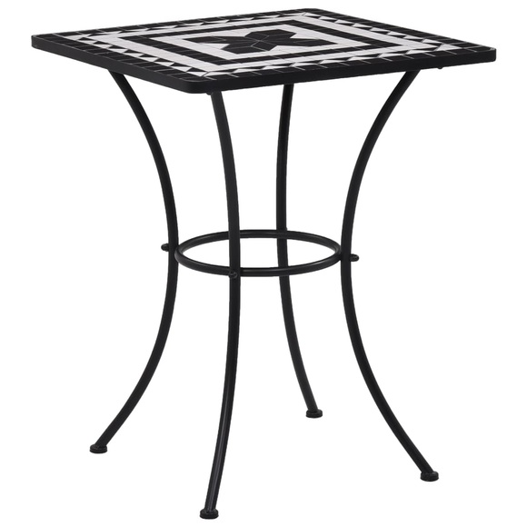 Mosaik-Bistrotisch Schwarz und Weiss 60 cm Keramik