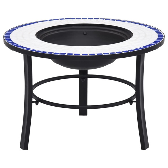 Mosaik-Feuerstelle Blau und Weiss 68 cm Keramik